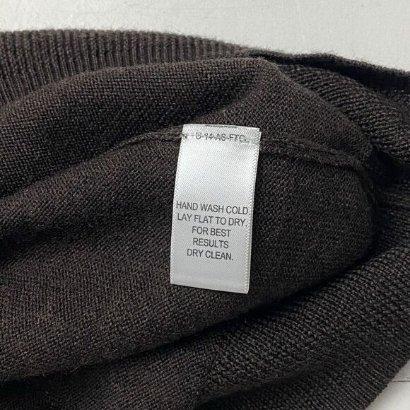 Pronto Uomo Men's Brown Sweater Size Large 100% Merino Wool Long Sleeve - Picture 3 of 11